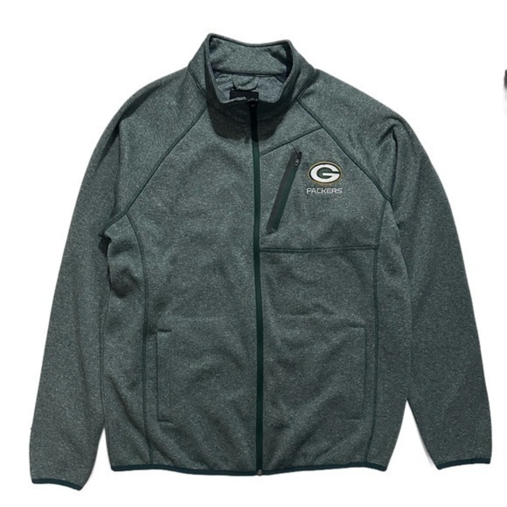 NFL Green Bay Packers Full Zip Fleece Jacket Green Mens Large
